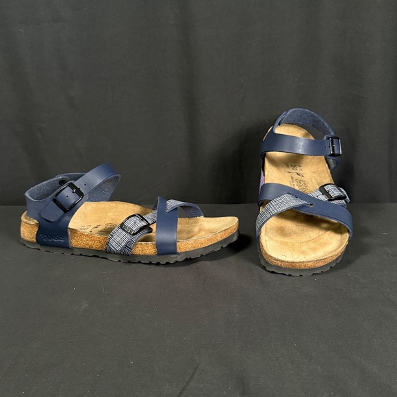 Birki’S Shoes - Birki's Birkenstock Lillie Navy Blue Plaid Strappy Slingback Sandals Womens 9